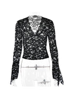 V-Neck Top with Lace Details