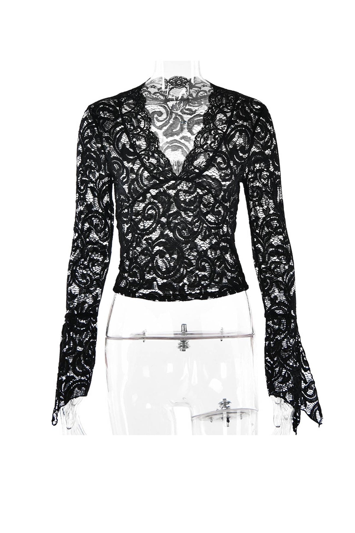V-Neck Top with Lace Details