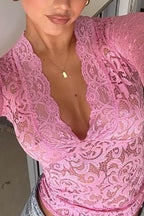 V-Neck Top with Lace Details