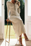 Knit Single-Breasted Lapel-Collar Dress