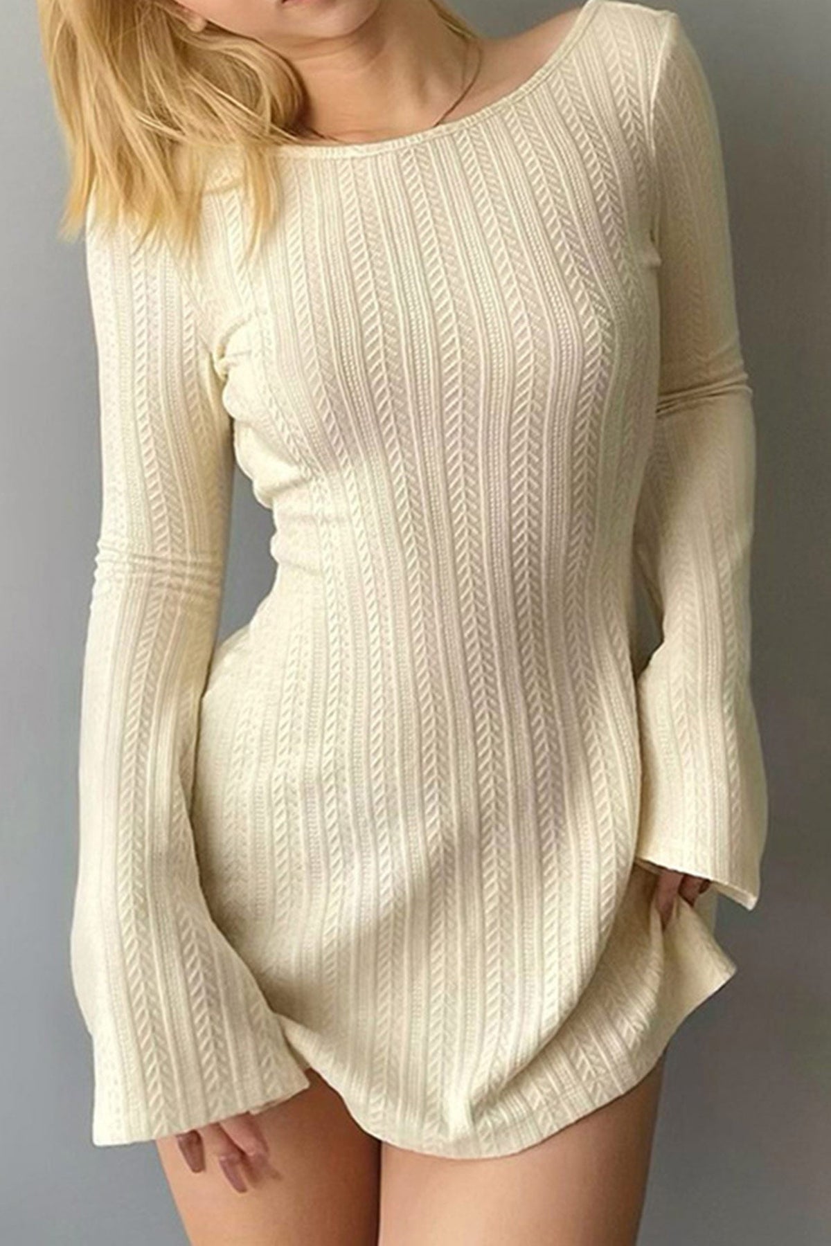 Cable-Knit Dress with an Open Back