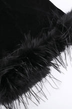 Velvet Mesh Slit-Detail Dress with Panel Details