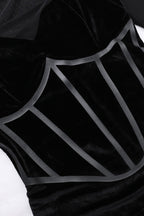Velvet Mesh Slit-Detail Dress with Panel Details