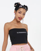 Strapless Cropped Top with Lettering Details