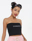 Strapless Cropped Top with Lettering Details