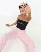 Strapless Cropped Top with Lettering Details