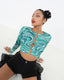 Printed Cropped Crop Top with a Boat Neck