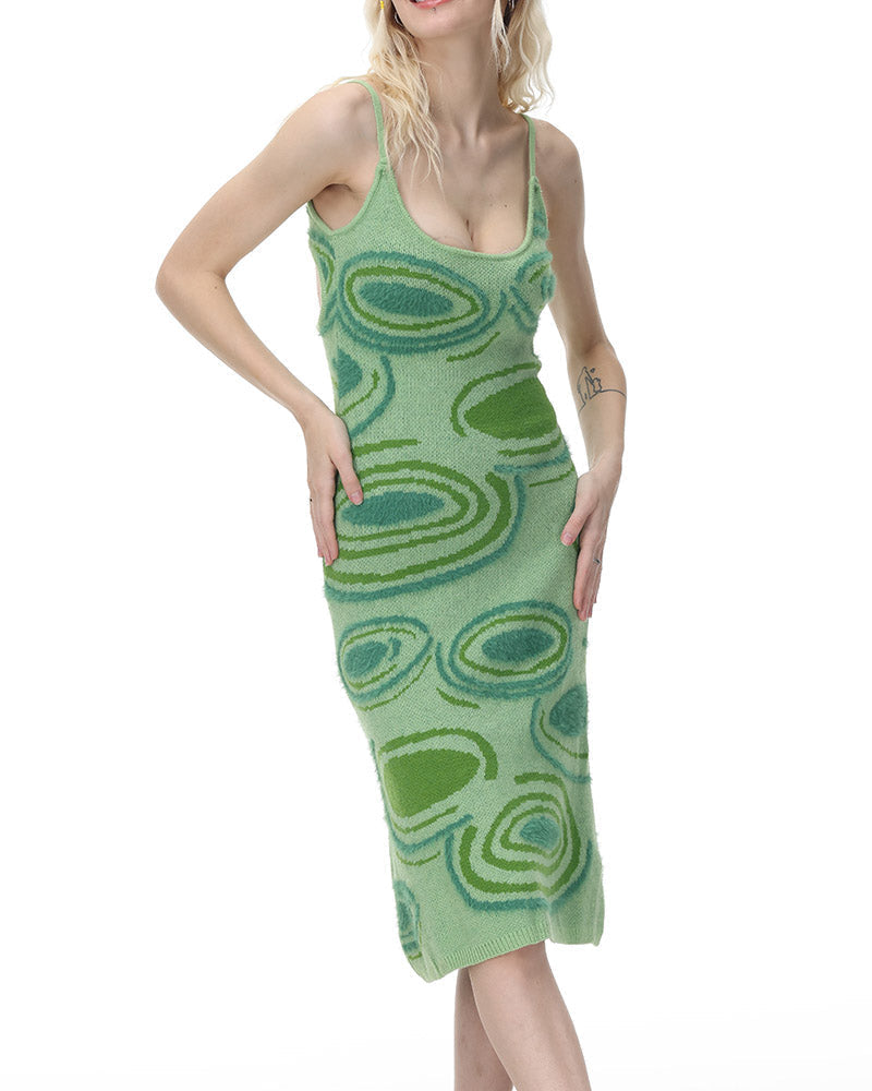 Abstract-Print Knit Bodycon Dress