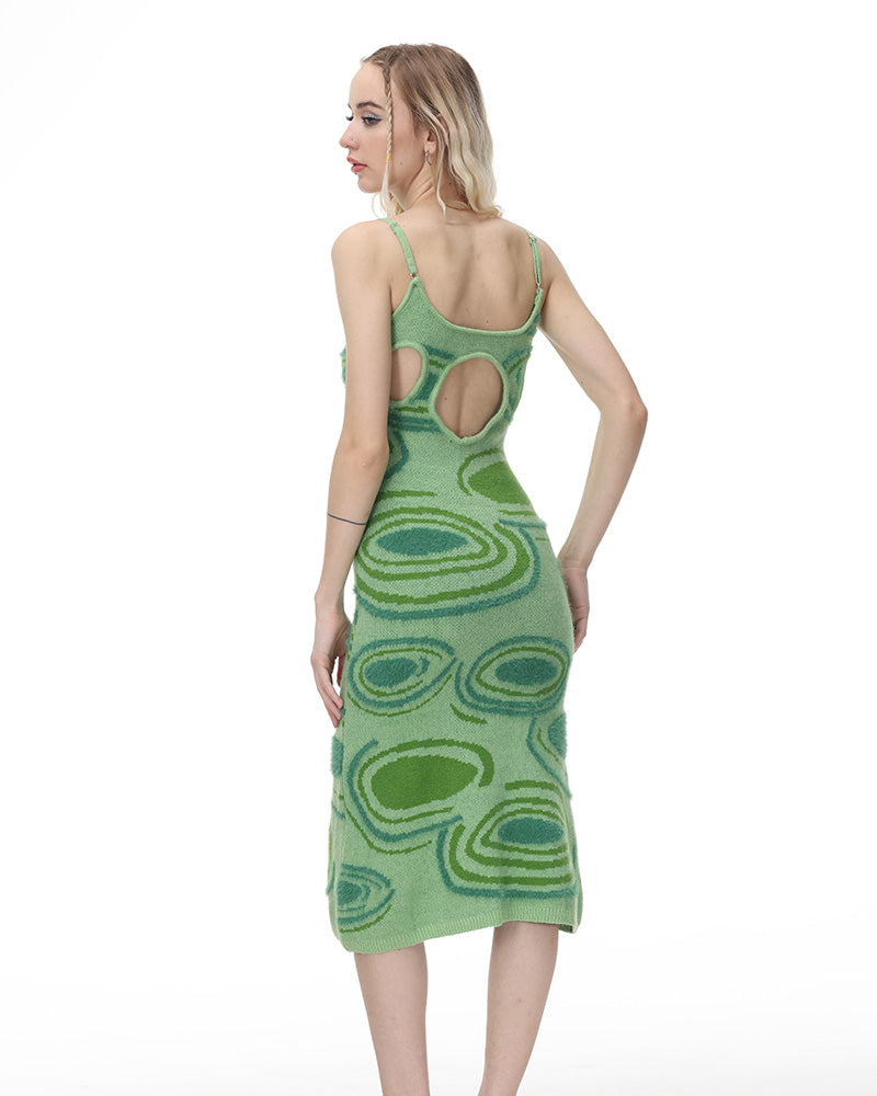 Abstract-Print Knit Bodycon Dress