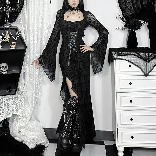 Cross Soft Long Sleeved Midi Dress Black / S Main image