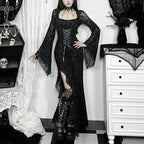 Cross Soft Long Sleeved Midi Dress Black / S