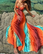 Star-Print Smocked Maxi Dress