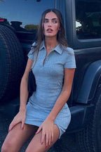 Fitted Short-Sleeve Dress
