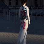 Graffiti-Print Fitted Long-Sleeve Cover-Up
