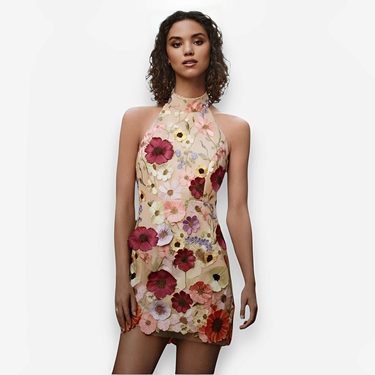 Fitted Dress with Embroidery