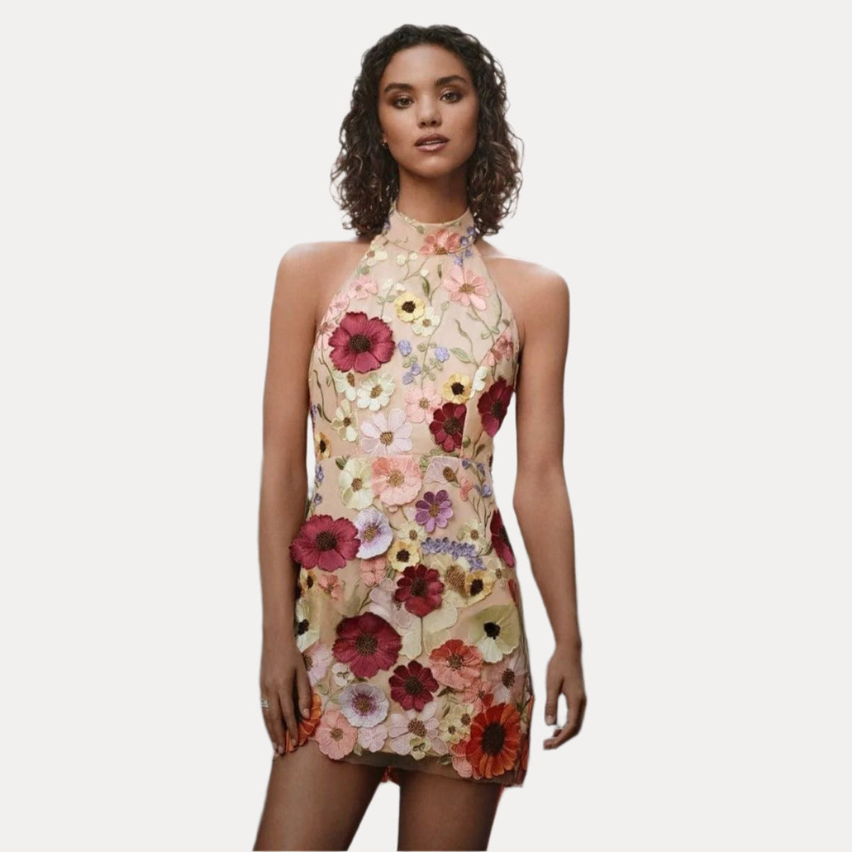 Fitted Dress with Embroidery