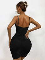 Ruched Sleeveless Mini Dress with a Sweetheart Neck