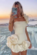 One-Shoulder Dress with Ruffle Details