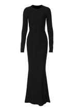 Long-Sleeve Long Dress with a Round Neck