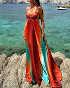 Star-Print Smocked Maxi Dress