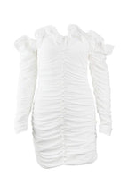 Chiffon Strapless Long-Sleeve Dress with a One-Shoulder Cut