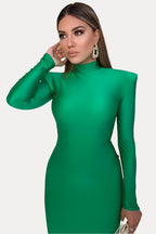 Crewneck Fitted Long-Sleeve Dress