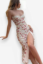 Floral Strappy Dress with a Split Detail