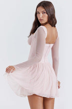Corset-Style Mesh Dress with Lace Details
