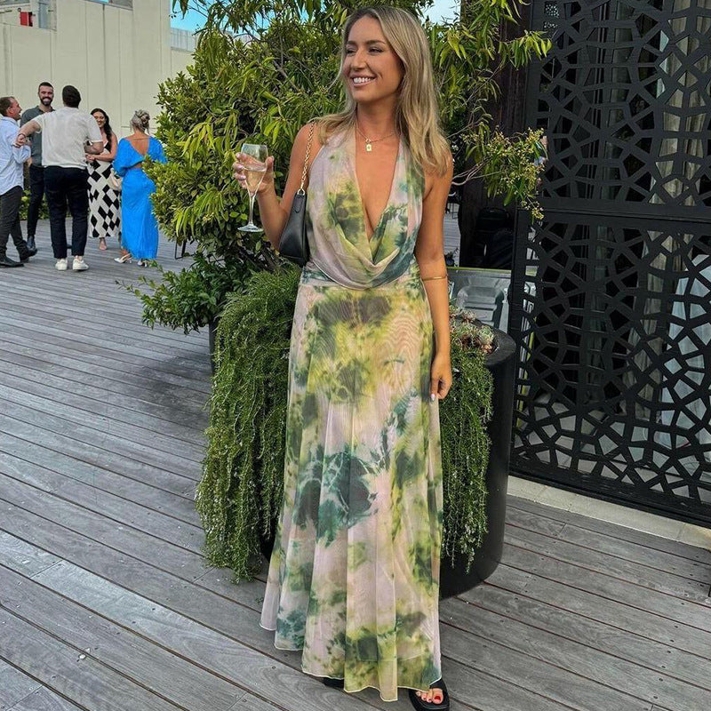 Open-Back Maxi Dress with a Halter Neck