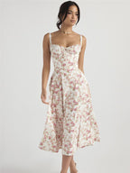 Floral Square-Neck Spaghetti-Strap Maxi Dress