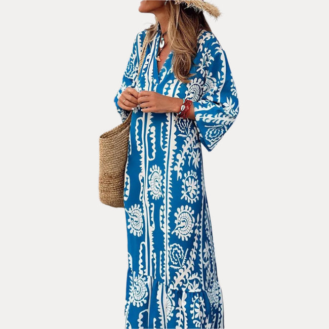 Boho Long Dress with a V-Neck Main image
