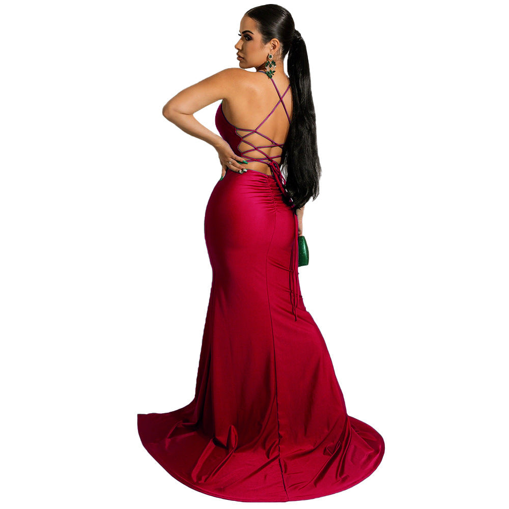 Evening Dress with Lace-Up Details