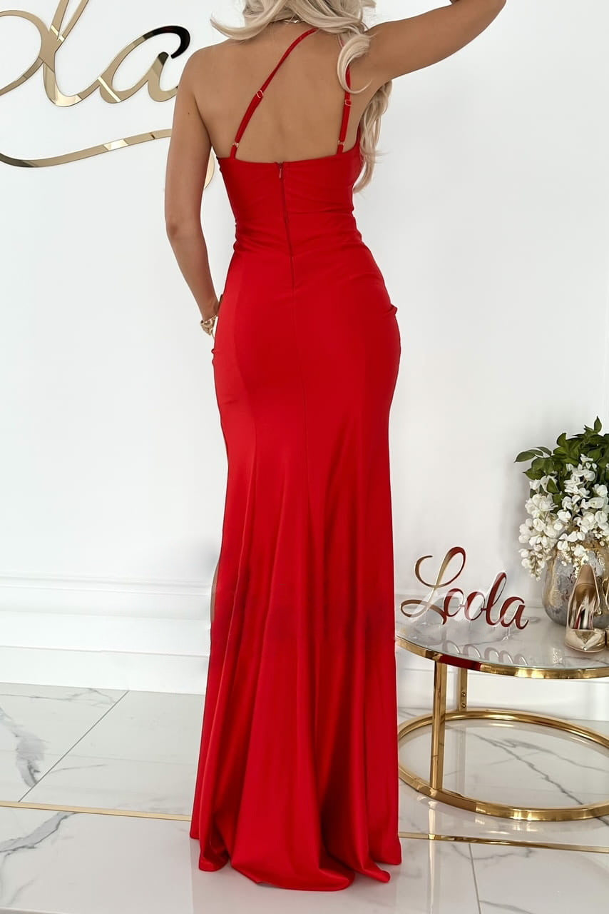 Evening Dress with a One-Shoulder Cut