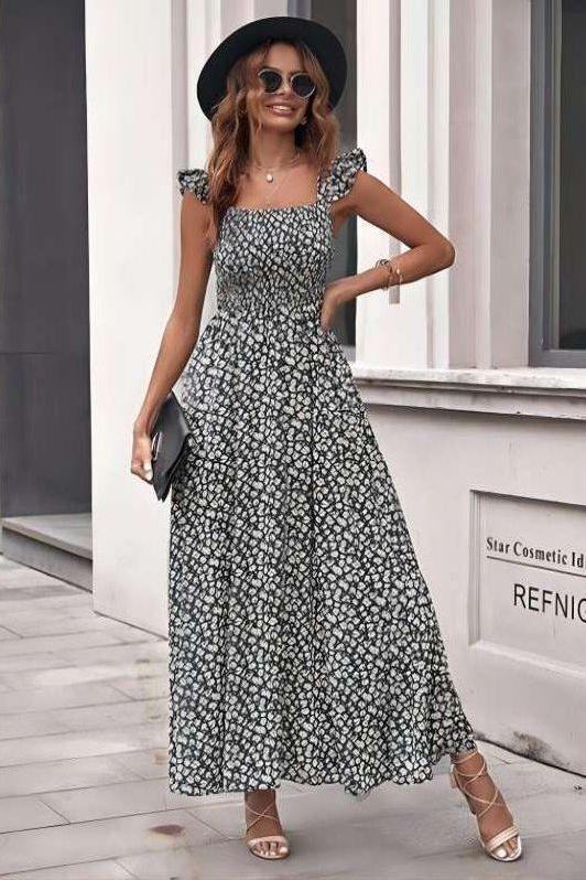 Floral Dress with a Square Neck