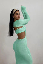 Long-Sleeve Two-Piece Set with an Open Back