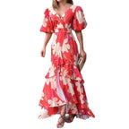 Printed Layered Dress with a V-Neck