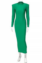 Crewneck Fitted Long-Sleeve Dress