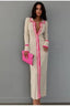 Fitted Lapel-Collar Long Dress