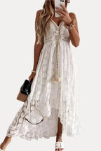 White Lace Strappy Midi Dress