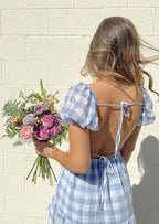 Gingham Mini Dress with an Open Back
