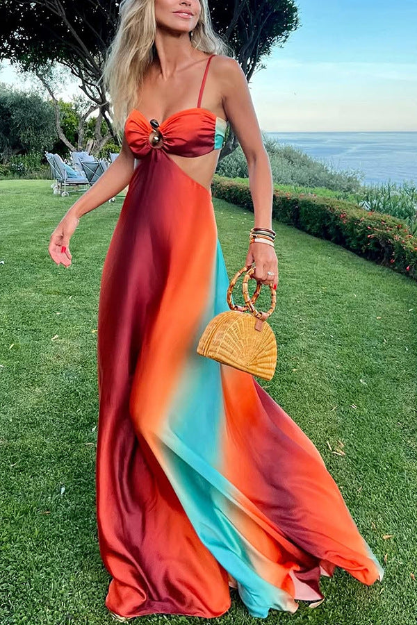 Star-Print Smocked Maxi Dress