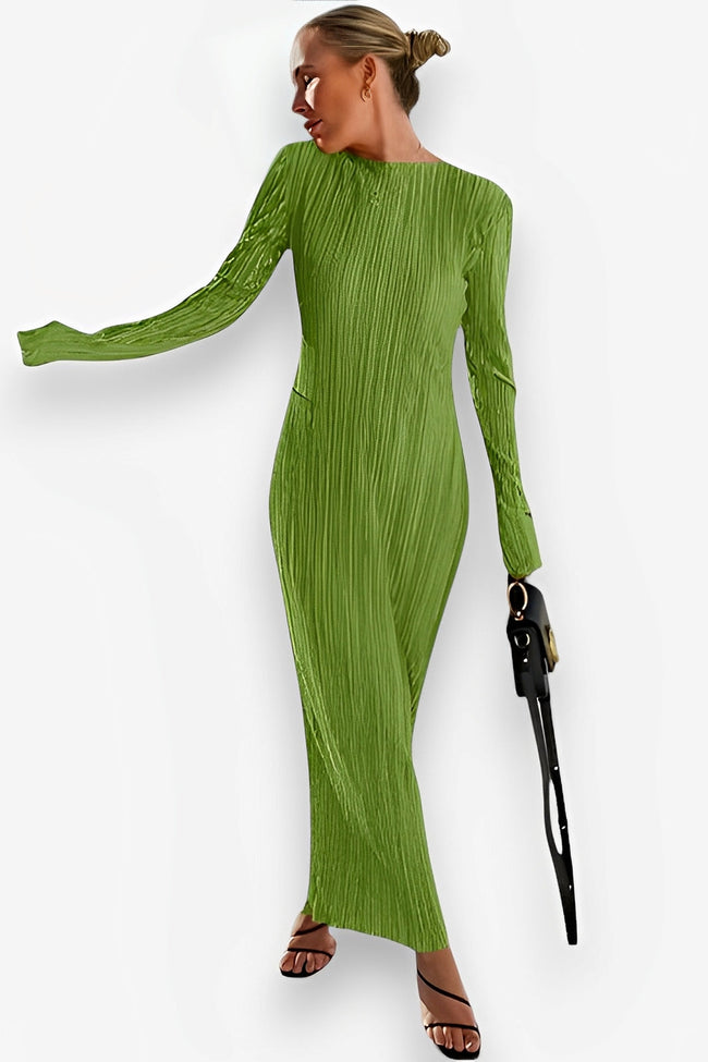 Long-Sleeve Fitted Dress with a Round Neck Main image