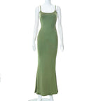 Mermaid Strappy Sleeveless Maxi Dress with a Square Neck