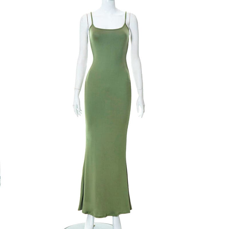 Mermaid Strappy Sleeveless Maxi Dress with a Square Neck