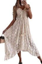 White Lace Strappy Midi Dress