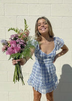 Gingham Mini Dress with an Open Back