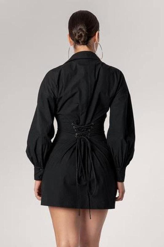 Long-Sleeve Dress with a Waist Tie