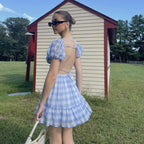 Gingham Mini Dress with an Open Back