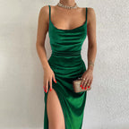 Velvet Midi Dress with a Split Detail