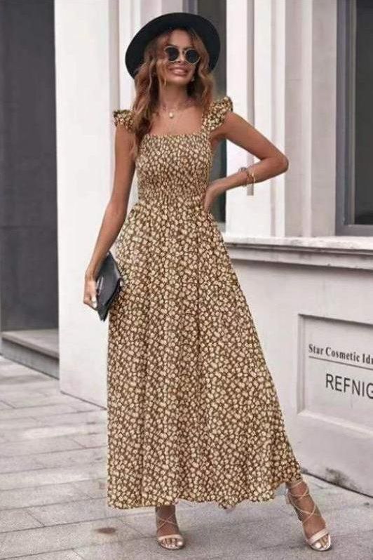 Floral Dress with a Square Neck